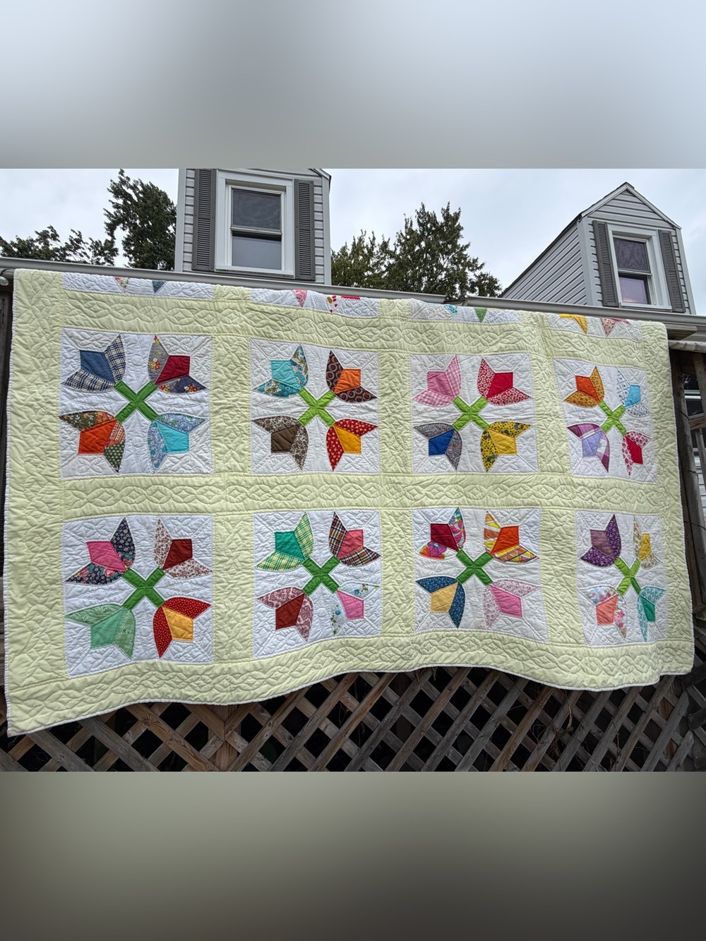 Handmade Multicolor Floral Patchwork Quilt - Home Accents